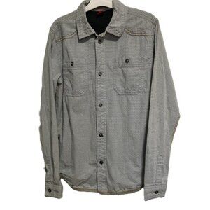 S OLIVER Button Down Long Sleeve Shirt Textured Gray Blue Design Kids Medium